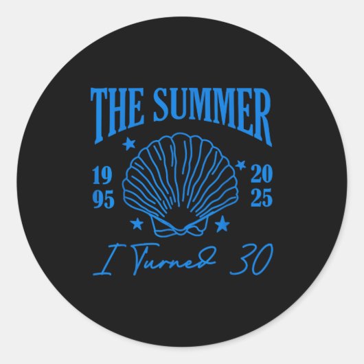 Sticker Rond Retro Summer I Turn 30 Seashell Coastal Beach Summ (Devant)