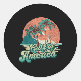 Sticker Rond Retro Sunset Beach Vibes - Golfe D'Usa, Amérique