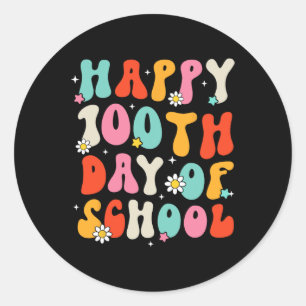 Sticker Rond Rétro Super 100 Jours Joyeux 100E Jour De L'École 