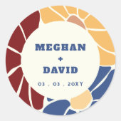 Sticker Rond Retro Super Boho Chic Floral Mariage (Devant)