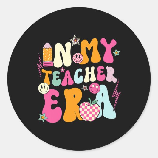 Sticker Rond Retro Super Dans Mon Ere Enseignement Meilleur App (Devant)