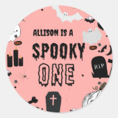 Sticker Rond Retro Super Halloween éffrayant un premier anniver (Devant)