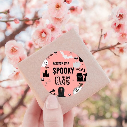Sticker Rond Retro Super Halloween éffrayant un premier anniver