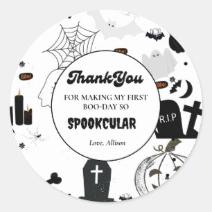Sticker Rond Retro super Halloween premier anniversaire Merci