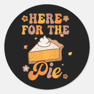 Sticker Rond Retro Super Ici Pour Le Citrouille De Pie Thanksgi