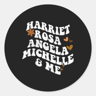 Sticker Rond Retro Super Melanin Pride Harriet Rosa Angela Mic