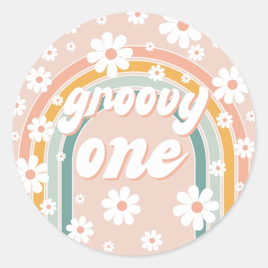 Sticker Rond Retro Super One Boho Premier anniversaire (Devant)