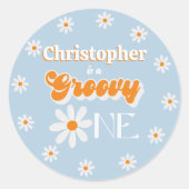 Sticker Rond Retro Super One Boys 1er Anniversaire (Devant)