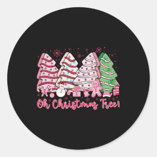 Sticker Rond Retro Super rose Oh Noël Arbre gâteaux Debbie C