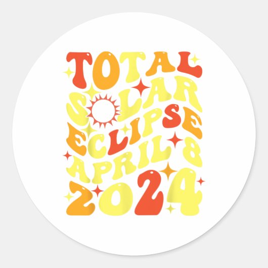 Sticker Rond Rétro Super total Éclipse solaire 08 avril 2024 (Devant)