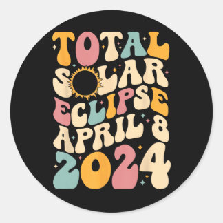 Sticker Rond Rétro Super total Éclipse solaire Avril 08