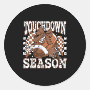 Sticker Rond Retro Super Touchdown Saison Football Jour