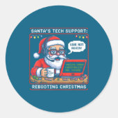 Sticker Rond Retro Support Tech s Santa Rebooting (Devant)