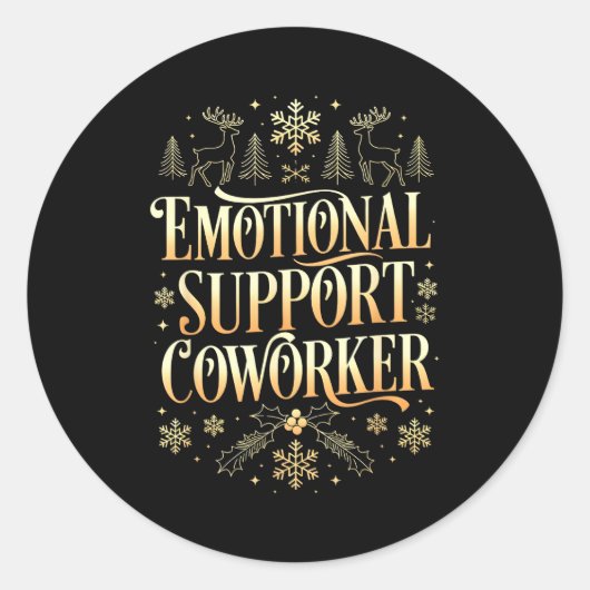Sticker Rond Retro Suprt Coworker Ugly Christmas Saying Quote  (Devant)