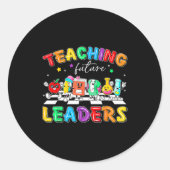 Sticker Rond Retro Teaching Future Leaders Groovy Teacher Back  (Devant)