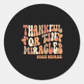 Sticker Rond Retro Thankful For Tiny Miracles Thanksgiving Nicu (Devant)