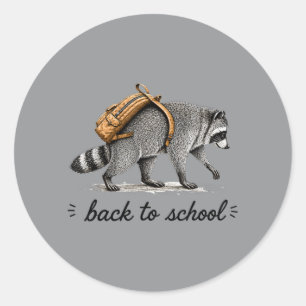 Sticker Rond Retro Timothy Raccoon Retour à l'école