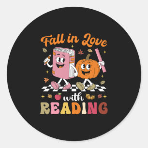 Sticker Rond Retro Tombez Amoureux De L'apprentissage Citrouill