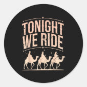 Sticker Rond Retro Tonight We Ride Three Wise Men Christmas Nat (Devant)