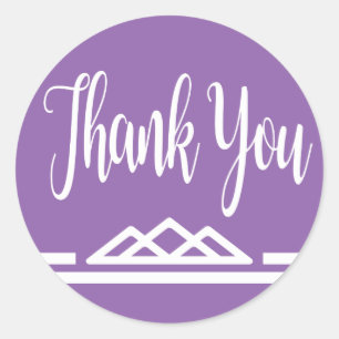Sticker Rond Retro Tribal Violet Merci Géométrique Triangle