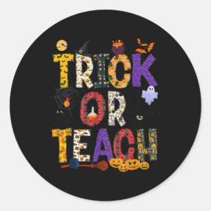 Sticker Rond Retro Trick Ou Enseignant Enseignant Costume Hallo