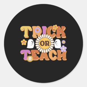 Sticker Rond Retro Tricoter Ou Enseignant Fantôme Halloween Cos