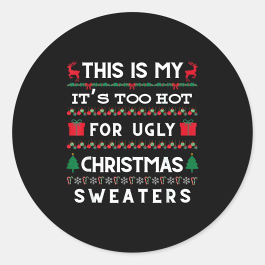 Sticker Rond Retro Ugly Christmas Sweater Candy Cane Tree Vibes (Devant)