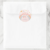 Sticker Rond Retro Une Super fille Arc-en-ciel 1er anniversaire (Sac)