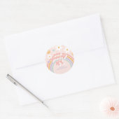 Sticker Rond Retro Une Super fille Arc-en-ciel 1er anniversaire (Enveloppe)