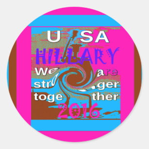 Sticker Rond Retro USA Stronger Together Abstrait Art Print