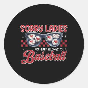 Sticker Rond Retro Valentines Baseball Garçon Mon Coeur Apparti