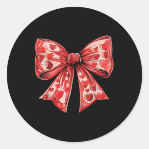 Sticker Rond Retro Valentines Day Coeur Coquette Bow Femmes Enf