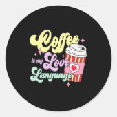 Sticker Rond Retro Valentines Day Coffee Is My Love Language He (Devant)