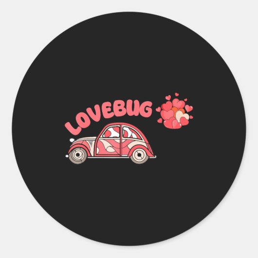 Sticker Rond Retro Valentines Lovebug Heart Groovy Valentines M (Devant)