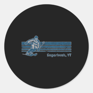 Sticker Rond Retro Vermont Distressed Sugarbush Skiing Tee
