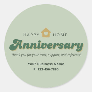 Sticker Rond Rétro Vert Immobilier Maison Anniversaire Recomman