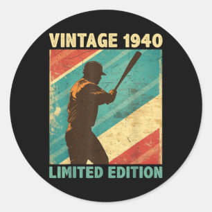 Sticker Rond Retro Vintage 1940 Baseball Lover Limited Edition