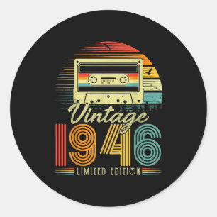 Sticker Rond Rétro Vintage 1946 Édition Limitée 80 Ans Bi