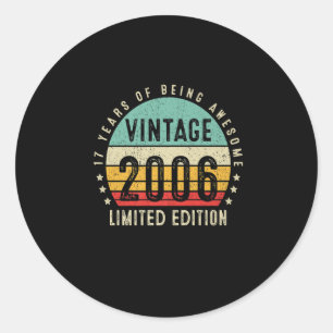 Sticker Rond Retro Vintage 2006 17 Ans Cadeau Awesome 17e