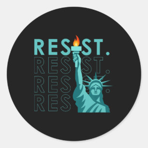 Sticker Rond Rétro Vintage Anti Trump Résiste À La Statue De La