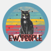 Sticker Rond Retro Vintage Chat Noir Ew (Devant)