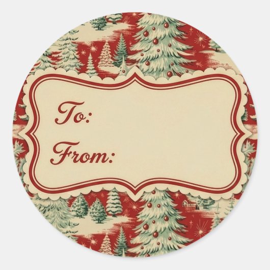 Sticker Rond Retro Vintage Christmas Landscape (Devant)