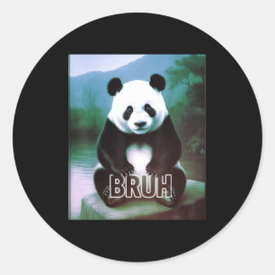 Sticker Rond Rétro Vintage Drôle Bruh Panda Argot Meme Animal L