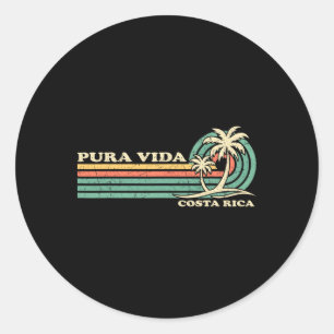 Sticker Rond Rétro Vintage Family Vacation Costa Rica Pura Vida