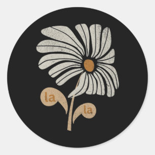 Sticker Rond Retro Vintage Florale Femme sans enfant Chat Lady