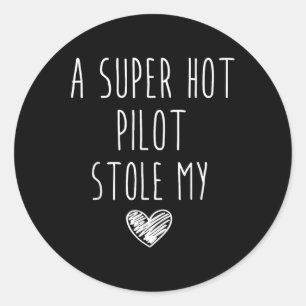 Sticker Rond Retro Vintage Funny Un Super Pilote Hot Stocke My