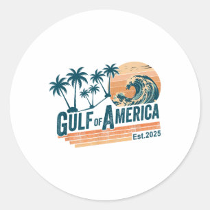 Sticker Rond Rétro Vintage Golfe De Nous Amérique 2025 Drapeau