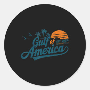 Sticker Rond Retro Vintage Gulf Of Us America 2025 American Fla