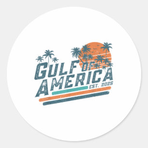 Sticker Rond Retro Vintage Gulf Of Us America 2025 American Fla