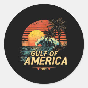 Sticker Rond Retro Vintage Gulf Of Us America 2025 American Fla